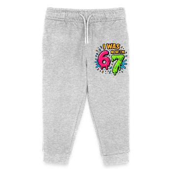 7. Geburtstag Kinder 67 Meme Humor Geschenkidee - Kinder Organic Jogginghose Mini Mover von Stanley/Stella - Grau meliert - Vorne
