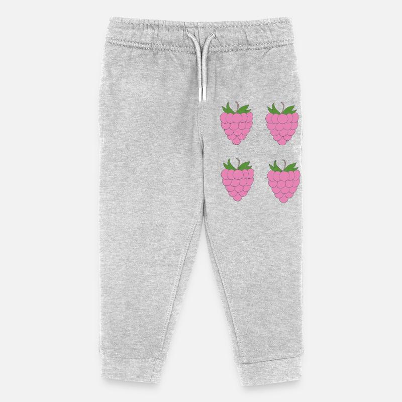 Raspberry Double Cluster Pattern - Kids Organic Sweatpants by Stanley/Stella - heather grey