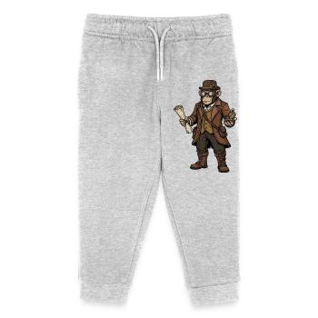 Monkey Explorer Steampunk Retro-Abenteuer - Kinder Organic Jogginghose Mini Mover von Stanley/Stella - Grau meliert - Vorne