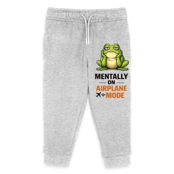 Frosch im Flugzeugmodus-Meme - Kinder Organic Jogginghose Mini Mover von Stanley/Stella - Grau meliert - Vorne