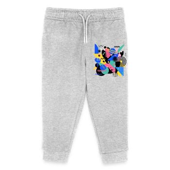 Motif de style Memphis Géométrie rétro des années 80 Abstrait - Pantalon de jogging enfant bio Stanley/Stella - gris chiné - Devant