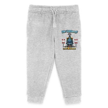 Dampflok in die 1.Klasse - Kinder Organic Jogginghose Mini Mover von Stanley/Stella - Grau meliert - Vorne
