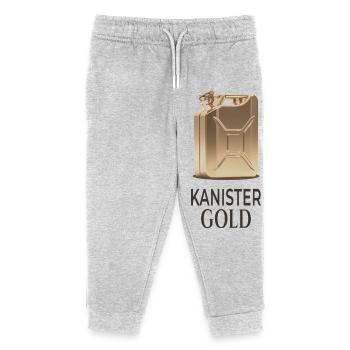 Kanister Gold Spritpreis Humor Design - Kinder Organic Jogginghose Mini Mover von Stanley/Stella - Grau meliert - Vorne