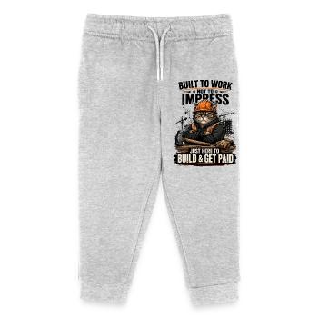 Construction Cat: Bauen und verdienen - Kinder Organic Jogginghose Mini Mover von Stanley/Stella - Grau meliert - Vorne
