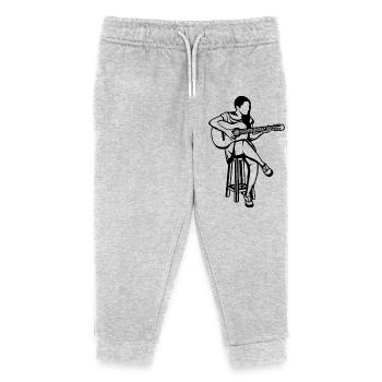Gitarrenmädchen - Kinder Organic Jogginghose Mini Mover von Stanley/Stella - Grau meliert - Vorne
