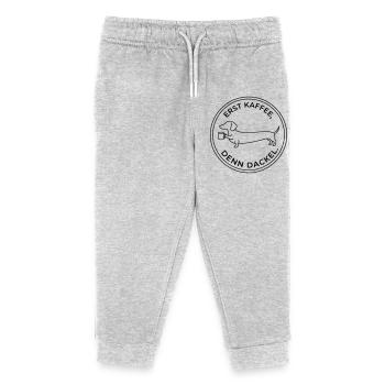 erst kaffee denn dackel - Kinder Organic Jogginghose Mini Mover von Stanley/Stella - Grau meliert - Vorne