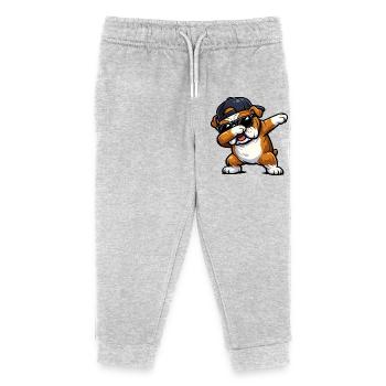 Dabbing Bulldog - Kids Organic Sweatpants by Stanley/Stella - heather grey - Front