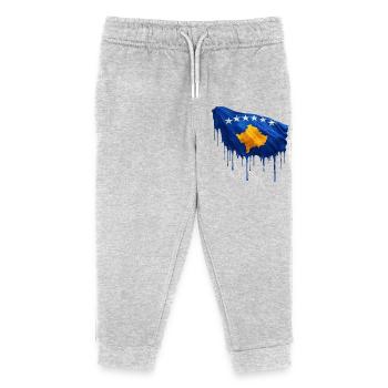 Kosovo flag colorful color - Kids Organic Sweatpants by Stanley/Stella - heather grey - Front