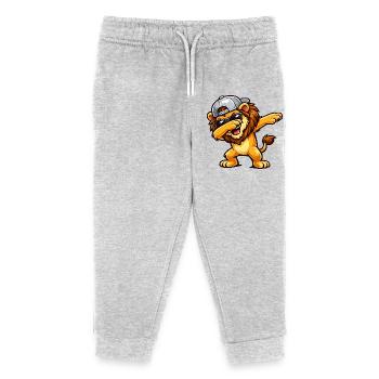 Dabbing Lion - Kinder Organic Jogginghose Mini Mover von Stanley/Stella - Grau meliert - Vorne