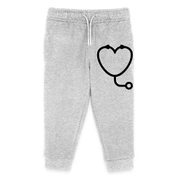 Tierarzt Herz Stethoskop Logo - Kinder Organic Jogginghose Mini Mover von Stanley/Stella - Grau meliert - Vorne
