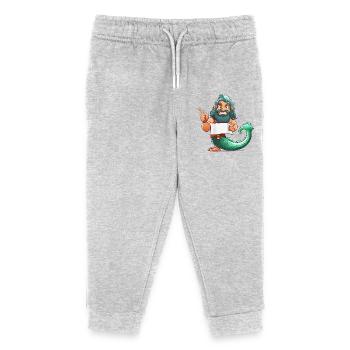 Sea hero with beard and fin - Kids Organic Sweatpants by Stanley/Stella - heather grey - Front
