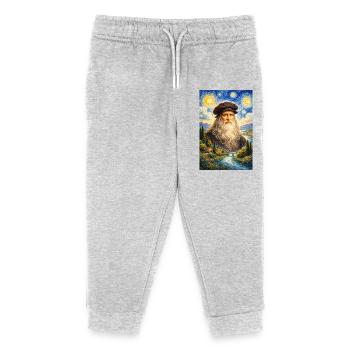 Léonard de Vinci, Nuit étoilée - Pantalon de jogging enfant bio Stanley/Stella - gris chiné - Devant