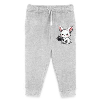 Kuschelhase mit Stachelhammer - Kinder Organic Jogginghose Mini Mover von Stanley/Stella - Grau meliert - Vorne