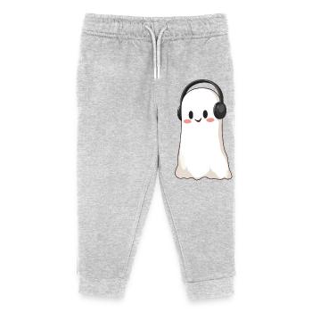 Gespenst mit Kopfhörer - Kinder Organic Jogginghose Mini Mover von Stanley/Stella - Grau meliert - Vorne