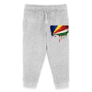 Seychelles Flag Drop Art - Kids Organic Sweatpants by Stanley/Stella - heather grey - Front