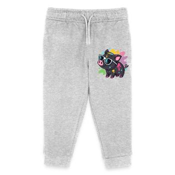 Pig Art Spray und Gläser - Kinder Organic Jogginghose Mini Mover von Stanley/Stella - Grau meliert - Vorne