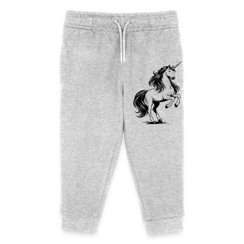 Cheval Licorne Noir - Pantalon de jogging enfant bio Stanley/Stella - gris chiné - Devant