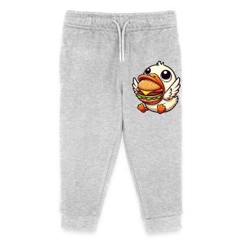 Lustige Ente Hamburger Essensliebhaber - Kinder Organic Jogginghose Mini Mover von Stanley/Stella - Grau meliert - Vorne