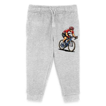 Cycliste sur vélo de route en pleine vitesse - Pantalon de jogging enfant bio Stanley/Stella - gris chiné - Devant