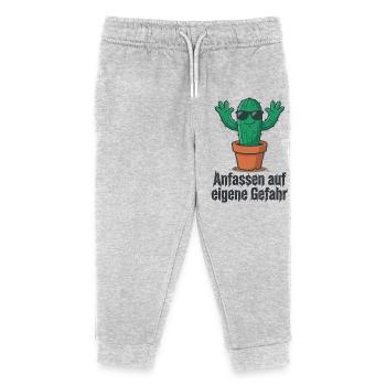 Cactus Sunglasses Warning ! - Kids Organic Sweatpants by Stanley/Stella - heather grey - Front