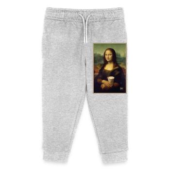 Mona Lisa Latte Portrait - Pantalon de jogging enfant bio Stanley/Stella - gris chiné - Devant