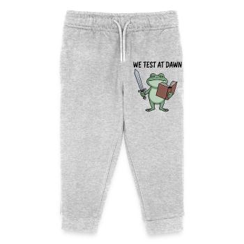 Dawn Quest Frog Sword & Book - Kids Organic Sweatpants by Stanley/Stella - heather grey - Front
