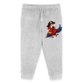 Pirat Papagei Daumen Hoch - Kinder Organic Jogginghose Mini Mover von Stanley/Stella - Grau meliert - Vorne