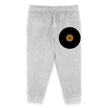 Vinyl Record Circle Text Box Base - Kids Organic Sweatpants by Stanley/Stella - heather grey - Front