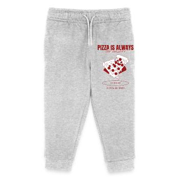 Pizza Is The Answer T-Shirt - Kids Organic Sweatpants by Stanley/Stella - heather grey - Front