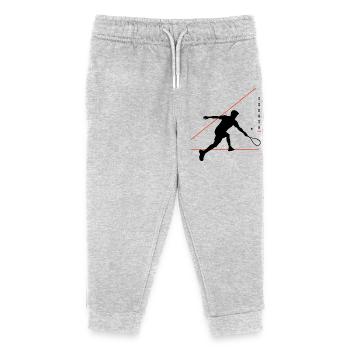 Squash Silhouette mit Neonlinien - Kinder Organic Jogginghose Mini Mover von Stanley/Stella - Grau meliert - Vorne