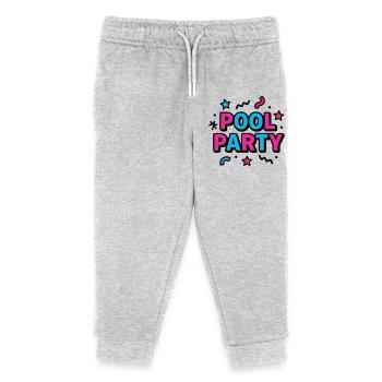 Pool Party 90er Schriftzug - Kinder Organic Jogginghose Mini Mover von Stanley/Stella - Grau meliert - Vorne