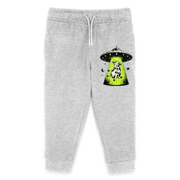 Enlèvement de vache extraterrestre Étrange-cœur surréaliste - Pantalon de jogging enfant bio Stanley/Stella - gris chiné - Devant