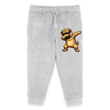 Dabbing Shar Pei - Kinder Organic Jogginghose Mini Mover von Stanley/Stella - Grau meliert - Vorne