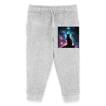 kosmische Katze - Kinder Organic Jogginghose Mini Mover von Stanley/Stella - Grau meliert - Vorne