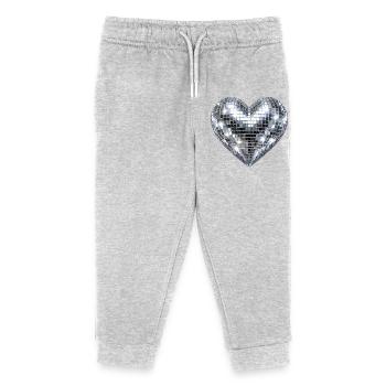 Paillettes disco de cœur - Pantalon de jogging enfant bio Stanley/Stella - gris chiné - Devant
