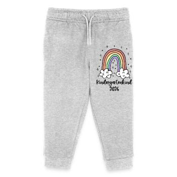 Kindergartenkind 2026 Regenbogen Bunt Kindergarten - Kinder Organic Jogginghose Mini Mover von Stanley/Stella - Grau meliert - Vorne