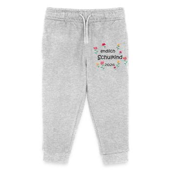 Endlich Schulkind  - Kinder Organic Jogginghose Mini Mover von Stanley/Stella - Grau meliert - Vorne