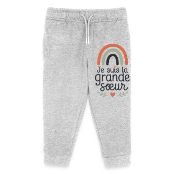 Je Suis La Grande Sœur Arc-en-Ciel - Pantalon de jogging enfant bio Stanley/Stella - gris chiné - Devant
