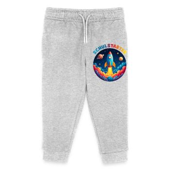 Lustige Bubble Rakete mit Planeten - Schulstarter - Kinder Organic Jogginghose Mini Mover von Stanley/Stella - Grau meliert - Vorne