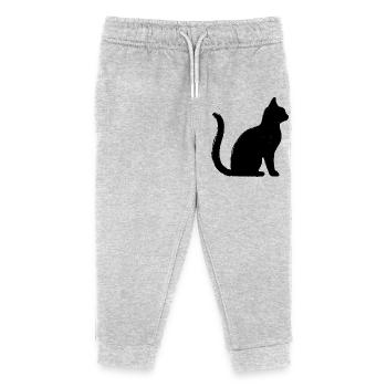 Katze - Silhouette SCHWARZ - Kinder Organic Jogginghose Mini Mover von Stanley/Stella - Grau meliert - Vorne