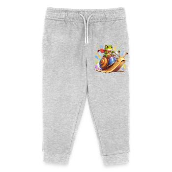 Froschritter sur l’escargot - Pantalon de jogging enfant bio Stanley/Stella - gris chiné - Devant