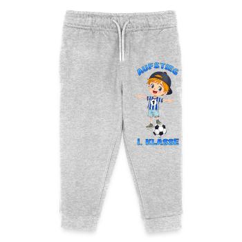 Aufstieg 1. Klasse Fußball Junge Einschulung 2026 - Kinder Organic Jogginghose Mini Mover von Stanley/Stella - Grau meliert - Vorne