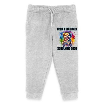 Enfant scolaire 2026 Niveau 1 Chien de jeu débloqué - Pantalon de jogging enfant bio Stanley/Stella - gris chiné - Devant