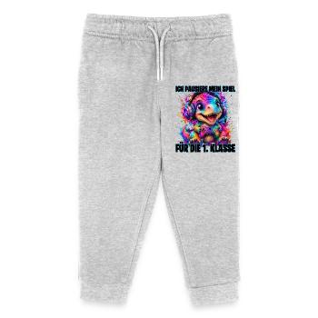 Ich pausiere mein Spiel für die 1. Klasse T-Rex - Kinder Organic Jogginghose Mini Mover von Stanley/Stella - Grau meliert - Vorne