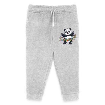 Rainbow Panda Hula-Hoop - Kids Organic Sweatpants by Stanley/Stella - heather grey - Front