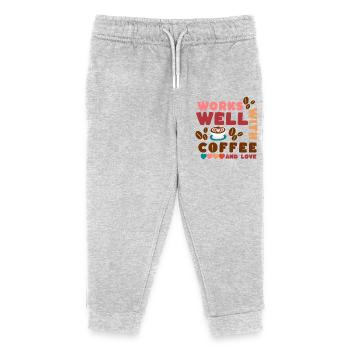Ça marche bien avec du café et de l’amour - Pantalon de jogging enfant bio Stanley/Stella - gris chiné - Devant
