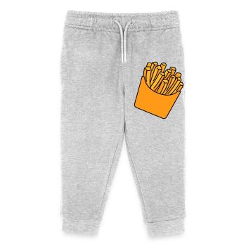 Pommes Fries Illustration - Kinder Organic Jogginghose Mini Mover von Stanley/Stella - Grau meliert - Vorne