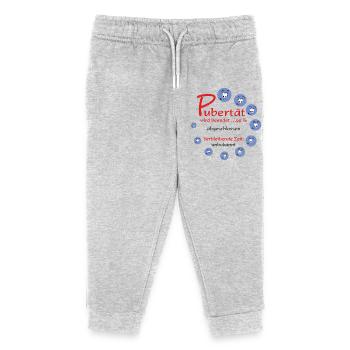 Pubertät beendet – 99% abgeschlossen - Kinder Organic Jogginghose Mini Mover von Stanley/Stella - Grau meliert - Vorne