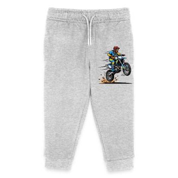 Motocross Sprung - Kinder Organic Jogginghose Mini Mover von Stanley/Stella - Grau meliert - Vorne