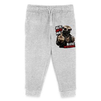 Blicke und Beleidigung - Kinder Organic Jogginghose Mini Mover von Stanley/Stella - Grau meliert - Vorne
